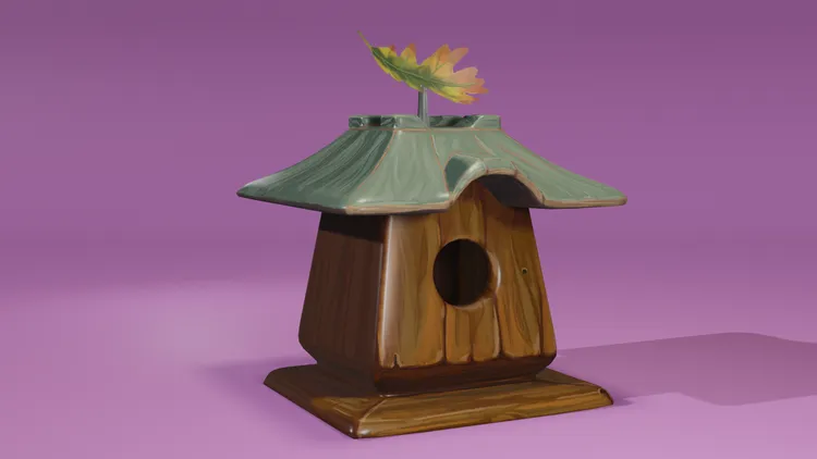 bird house with a tree leaf