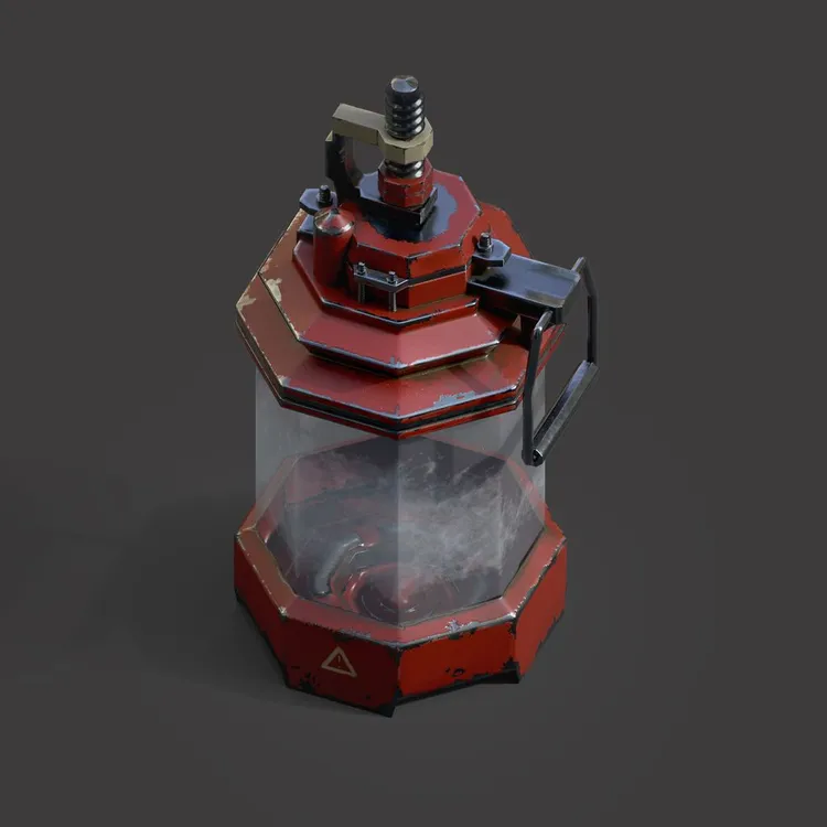 A rusty red oil tank from the Dishonored game